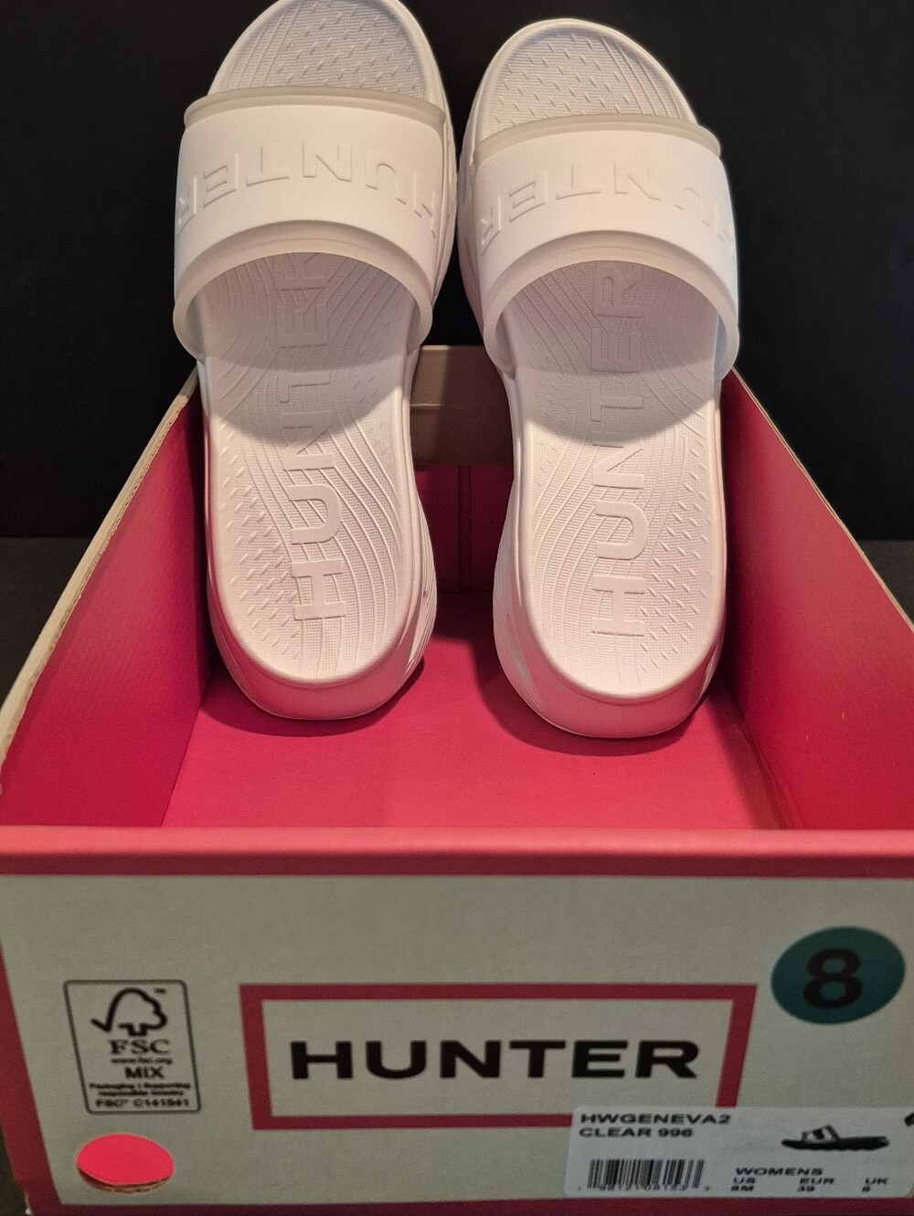 NEW Women's Hunter Geneva White Slide Sandles Size 8